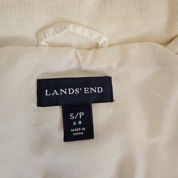 EUC Lands' End  Cream Goose Down Feather Hooded Ski Puffer Jacket S/P 6-8 - Picture 10 of 10